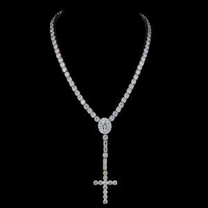 สร้อยคอเทนนิสทรงกากบาทประดับมอสซาไนต์ทรงกลมเจียระไนแบบบริลเลียนท์ ชุบโรเดียม เงินแท้ 925 ได้รับการรับรองจาก GRA เหมาะสำหรับฮิปฮอป ยูนิเซ็กส์ งานแต่งงาน - Product Image 1