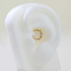 ต่างหูแบบคลิกเกอร์สีฟ้าโทแพซ เงินแท้ 925 ชุบทอง 14K รูปทรงเถาวัลย์ สำหรับเจาะจมูก เซปตัม เฮลิกซ์ แบบห่วงบิดเกลียว - Product Image 3