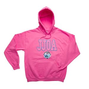 เสื้อฮู้ดพิมพ์ลายกราฟิก JJOA สีชมพูร้อนแรง แขนยาว พิมพ์ตัวอักษรขนาดใหญ่ มีกระเป๋าจิงโจ้ สวมใส่สบายๆ ทรงหลวม เหมาะกับทุกโอกาส - Product Image 1