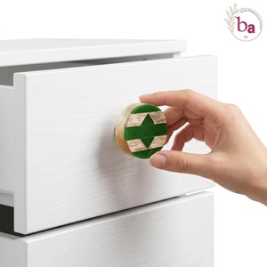 Bouton de meuble rond en bois et résine, design industriel perlé, pour tiroirs et poignées de cuisine - Product Image 4