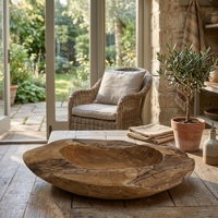 Assiettes de service en bois de teck écologiques, plateaux à fruits naturels et organiques, jardinières de luxe balinaises artisanales de qualité supérieure, ornements de jardin