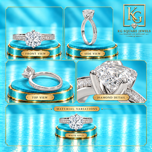 Anillo de compromiso solitario moderno con diamante de laboratorio talla cojín en oro blanco de 14 quilates para mujer con elegante engaste incrustado - Product Image 4