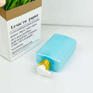 Bouteille carrée plate sérigraphiée, rechargeable, légère, en plastique PET, vente en gros, 400 ml, pompe, emballage cosmétique personnalisé - Product Image 3