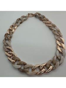 Resin Acrylic Pattern Link <b>Chain</b> <b>Necklace</b> Geometric Statement Collar Choker <b>Rose</b> <b>Gold</b> Tone for Women Trendy Fashion Jewelry - Product Image 4