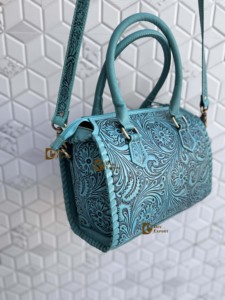 2026 New Hand Tooled Carving Leather Speedy Handbag Gypsy <b>Boho</b> Shoulder Handmade Western Turquoise Colour Stylish Multi Uses <b>Bag</b> - Product Image 2
