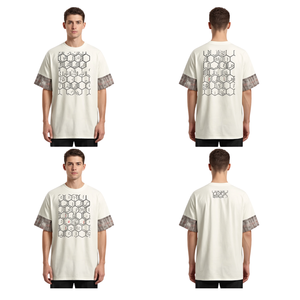 T-shirt pour homme imprimé DTF, motif hexagonal, coupe oversize, style streetwear décontracté, en coton - Product Image 2