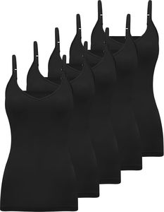 Camiseta sin mangas de algodón y elastano premium para mujer, con tirantes finos acanalados, elástica, suave y cómoda. - Product Image 1