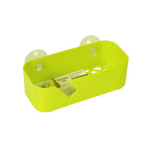 Colgador de esponja de succión verde para estantes de baño - Product Image 1