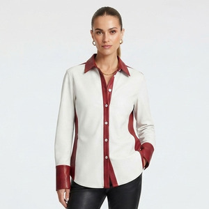 Veste chemise en cuir premium pour femmes, vente en gros, chemise en cuir boutonnée pour filles, chemises en cuir pour femmes avec col rabattu - Product Image 1