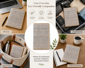 Jute Business Case 9.5 x 6.8 x 0.4 Inch Striped Design Protective Cover for <b>Documents</b> and <b>Folder</b> - Product Image 5