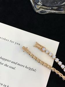 New Design <b>Solid</b> <b>Gold</b> Three-Prong Brilliant Cut Moissanite Hiphop Tennis Bracelet Chain <b>Gold</b> Filled Channel Setting Unisex - Product Image 5