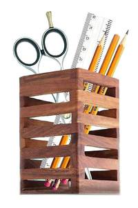 Handmade Natural Wooden <b>Pen</b> Holder, Rustic Wood Desk <b>Organizer</b> for <b>Pens</b>, Pencils, Office Supplies, Study Table and Home - Product Image 3