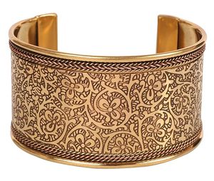 Floral Engraved Wide Cuff Bangle Antique Brass Copper Twisted <b>Rope</b> Border Etched Open Bangle <b>Bracelet</b> for Women - Product Image 3