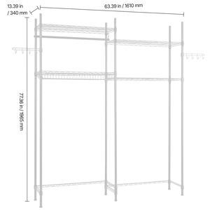 Scaffale portaoggetti regolabile a 4 livelli sopra lavatrice/asciugatrice, due file con asta appendiabiti e ganci, stendibiancheria per lavanderia - Product Image 2