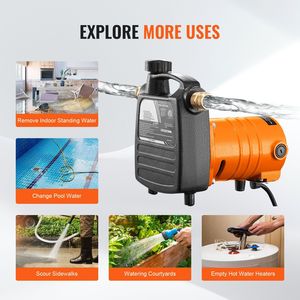 Pompa d'Acqua Portatile in Ghisa 115V AC 1/2HP 1600 GPH con Filtro a Spazzole di Carbone e Connettori in Ottone - Product Image 3