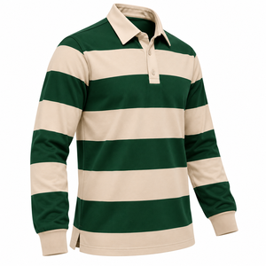 Wholesale <b>Men</b> <b>Long</b> <b>Sleeve</b> Rugby <b>Shirt</b> Heavyweight Striped <b>Polo</b> <b>Shirt</b> Contrast Collar Custom <b>Mens</b> <b>Long</b> <b>Sleeve</b> Rugby Jersey - Product Image 3