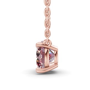 Four Prong Set Brilliant Round Cut Vivid <b>Pink</b> Lab Grown Diamond Solitaire <b>Necklace</b> 10k/14k Solid Gold Made Luxury Jewelry - Product Image 2