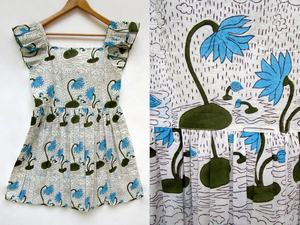 Nueva llegada verano Blues Lotus Flowery impreso Mini Maxi vestido escote cuadrado con espalda Smocked Mini Maxi para mujeres - Product Image 2