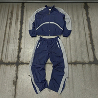 Ensemble de survêtement d'hiver en gros, coupe-vent à capuche, personnalisé, léger, deux pièces, veste et pantalon en polyester/coton