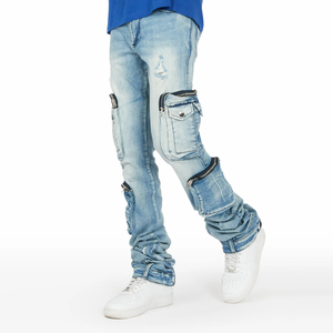 Pantalon en jean pour homme style hip-hop, coton, effet usé, haute qualité, design personnalisé, mode décontractée, toutes saisons, pantalon en denim pour homme - Product Image 1