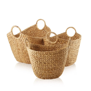 Artex HaiNam Natural Water Hyacinth Storage <b>Baskets</b> <b>With</b> <b>Handles</b> Bowl Shape Multi Purpose Rustic Style Organizers For Neatening - Product Image 1
