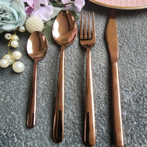 Modern Rose Gold Dining Set – Designer Stainless Steel <b>Flatware</b> for Hotels Restaurants & Luxury Homes - Product Image 6