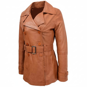 Solid Trader Top Quality Soft Real <b>Sheepskin</b> Luxury Feel Distinctive Fashion Outerwear Womens Long Leather <b>Jacket</b> - Product Image 3