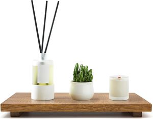 Acacia Wood Riser Pedestal Stand – Farmhouse Wood Display Riser for Kitchen and Bathroom Décor Plant Stand, Jewelry Holder, - Product Image 1