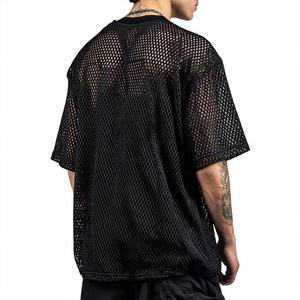 เสื้อเจอร์ซีย์ตาข่ายทรงหลวมสำหรับผู้ชาย โพลีเอสเตอร์ 100% แขนสั้น คอวี แห้งเร็ว - Product Image 1