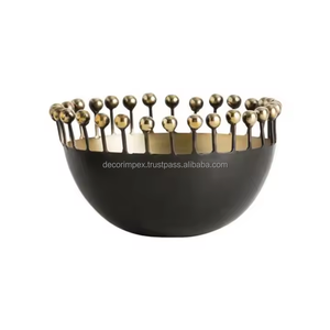 Bol de service écologique en aluminium avec bordure ondulée dorée pour la maison et les restaurants, idéal pour les fêtes - Product Image 3