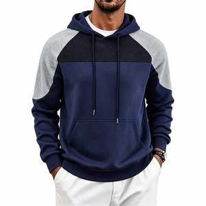 Sudadera con Capucha para Hombre, Diseño de Bloques de Color Negro y Gris, Manga Raglán, Bolsillos de Felpa Francesa, Corte Regular Informal, Ropa de Otoño 2027 - Product Image 6