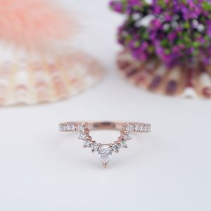 925 Sterling Silver Rose <b>Gold</b> Plated Dainty Natural <b>Opal</b> Vintage Wedding Band Promise <b>Ring</b> with Prong Setting for Women - Product Image 1