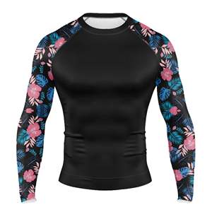 Rashguard personnalisé pour homme à manches longues, respirant, sublimé, faible MOQ, 100 % fibre de polyester, coupe compressive, extensible 4 directions haute densité - Product Image 1