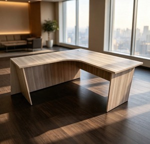 Table de conférence en bois aggloméré en forme de L, design moderne, mobilier de bureau durable, usage commercial - Product Image 1