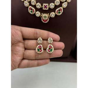 Indian Ethnic Bridal Gold Plated Beaded Necklace & Earring Set by Neha Heritage - Product Image 4