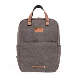 Gray Laptop <b>Backpack</b> GRS Cotton GRS PU Leather Fashion <b>Computer</b> Handbag with Leather LOGO - Product Image 1