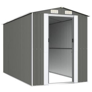 Light Gray 75.6"x140.6"x87.8" Galvanized Steel <b>Garden</b> <b>Shed</b> <b>Storage</b> Solution - Product Image 4