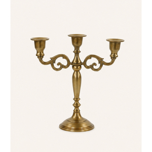 Vintage 3-Arm Candelabra Metal <b>Candle</b> Holder Gold Candlestick Stand for Wedding Table Centerpiece and Event Decor <b>Bulk</b> Supply - Product Image 6