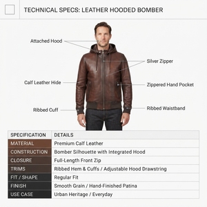 Blouson bomber en cuir patiné marron pour homme, personnalisé OEM, avec capuche, peint à la main par airbrush, coupe-vent - Product Image 5