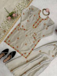 Conjunto de Salwar Kameez de seda bordada para mujer con dupatta, estilo tradicional étnico hasta el suelo para bodas, estilo India Pakistán - Product Image 5