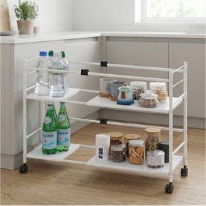 Carrito de Servicio Metálico Moderno de 2 Niveles, Resistente y Fácil de Limpiar, para Cocina y Sala de Estar, Contenedor de Alimentos - Product Image 2