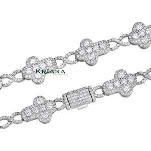 Lab Grown Diamond Cross Link Necklace 10k Gold Plated S925 Rhodium Plated Hiphop Statement Jewelry Unisex Luxury Design - Product Image 2