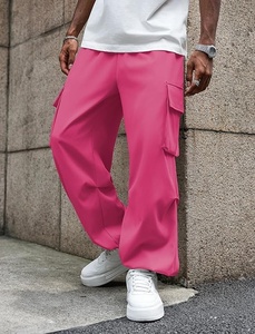 <b>Men's</b> <b>Pink</b> Harem Pants Elastic Waist Drawstring Multiple Pockets Casual Loose Fit Lightweight Breathable Summer Wear - Product Image 6