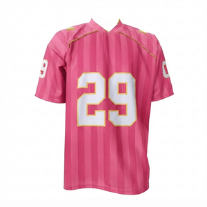Pink Custom Football Jersey Player Name <b>Athletic</b> Team Shirt Wholesale Sports Apparel Men Activewear Pro Style Uniform Breathable - Product Image 1