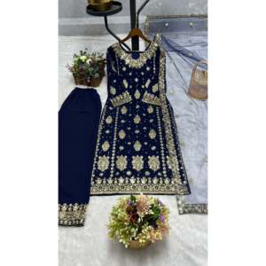 ชุดปาร์ตี้สุดเก๋ของผู้หญิงชุด kurta และ Palazzo พร้อม dupatta - Product Image 4
