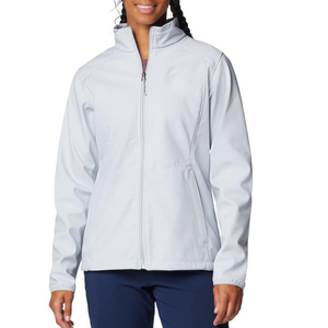 Chaqueta Cortavientos Gris Claro para Mujer, Manga Larga, Cierre de Cremallera, Cuello Alto, Color Sólido, Estilo Casual, Largo Regular - Product Image 1