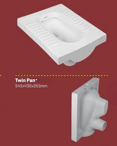 ชุดสุขภัณฑ์เซรามิก Twin Pan L540 W430 H265 มม. สำหรับห้องน้ำในบ้านพักอาศัย โรงเรียน ห้องน้ำโรงแรม ใช้ในโรงแรม โถสุขภัณฑ์แบบ P-Trap ทรงยาว - Product Image 1