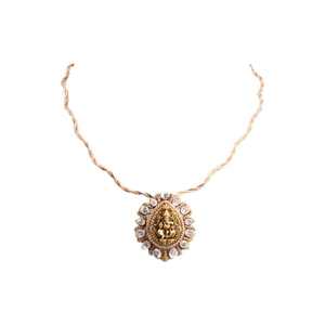 Collier pendentif en argent sterling 925 plaqué or, motif Lord Ganesh Gajaah, avec pierre émeraude verte et halo de cristaux, pour femme - Product Image 2