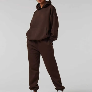 Women's Tracksuit Oversized Set Custom Logo <b>Leopard</b> <b>Print</b> <b>Hoodie</b> Joggers Contrast Line Casual Plain Sweat Suit 2026 - Product Image 3