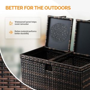 72-Gallon Outdoor <b>Large</b> Wicker Trash <b>Bins</b> Dual Lids Hideaway Rattan Trash Cans for Porch Backyard Deck Patio Poolside Beyond - Product Image 3